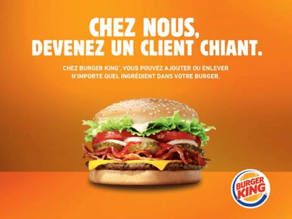 Publicité burger king humour